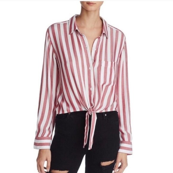 Rails Val Dali Red White Striped Tie Front Button Down Shirt, Small - Picture 1 of 15